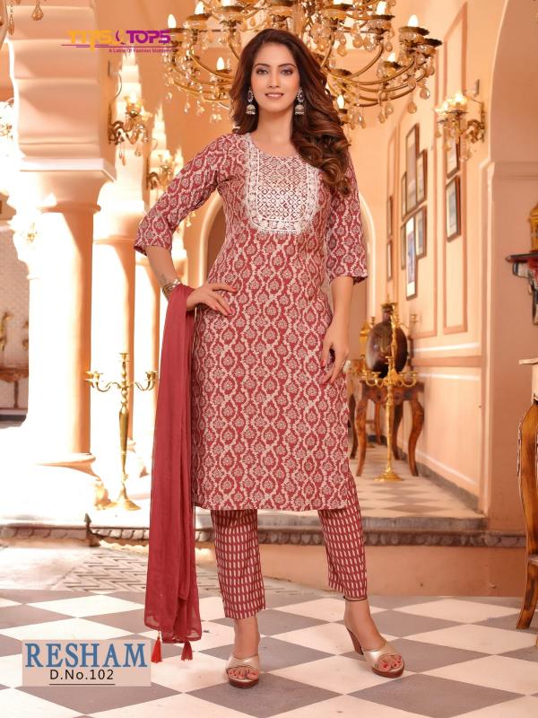 Tips Tops Resham Chanderi Modal Designer Readymade Suit